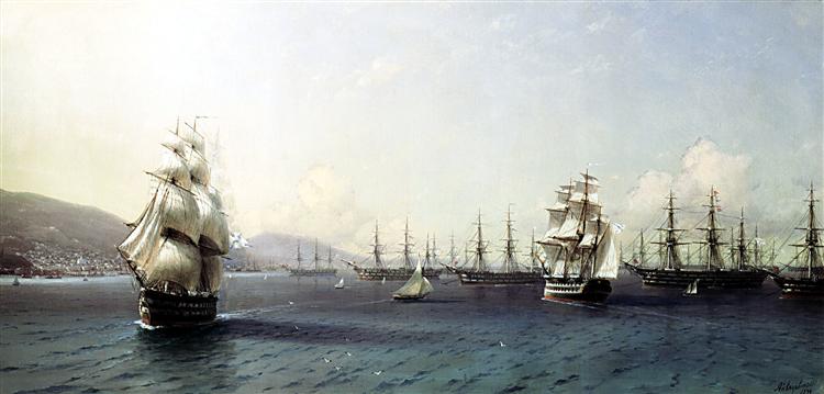 The Black Sea fleet in Feodosia Bay before the Crimean War - 1890