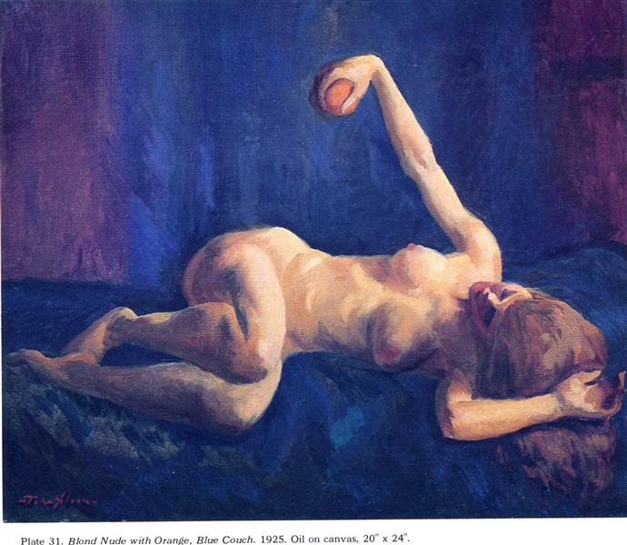 Desnudo Rubio Con Naranja - Sofá Azul - 1925