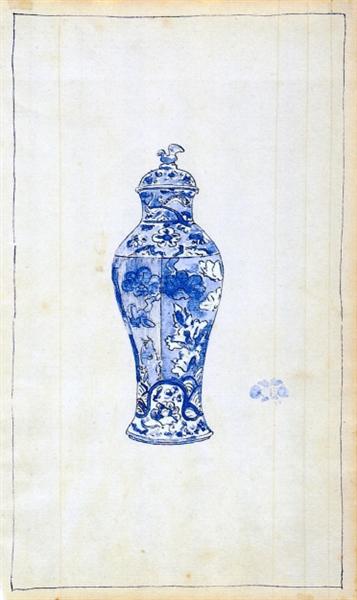 Blue and white cover urn