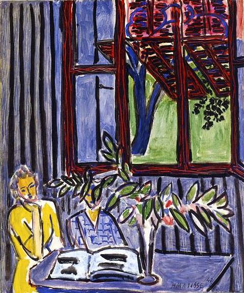 Blue interior with two girls 1947 