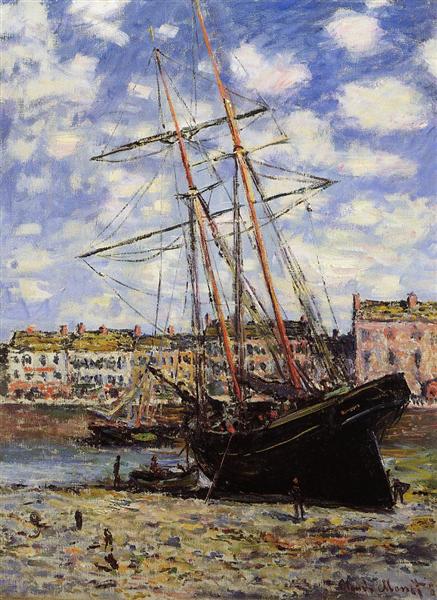 Boat at low tide in Fecamp - 1881