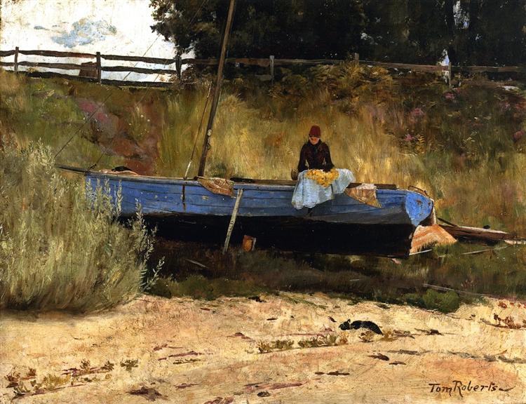 Boat on the beach - Queenscliff - 1886