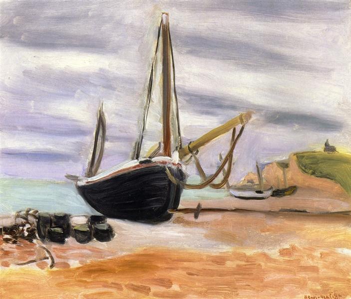 Boats in Étretat 1920 