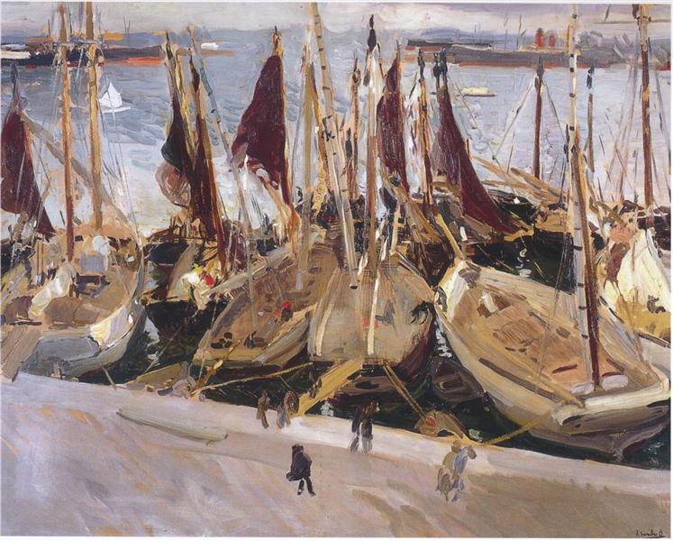 Barcos En El Puerto - Valencia - 1904