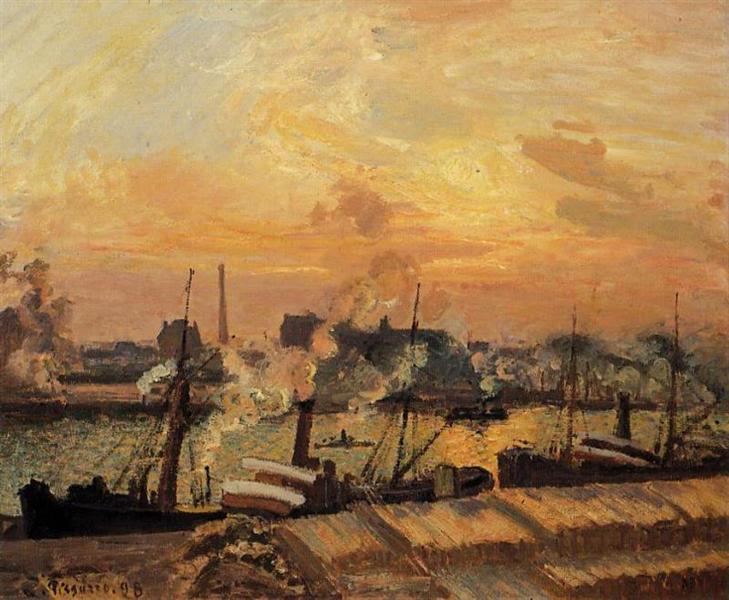 Barcos - Puesta De Sol - Rouen - 1898