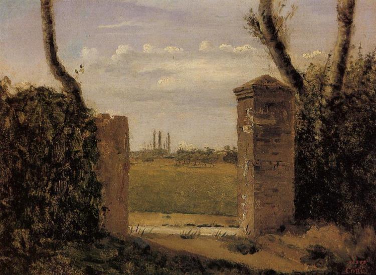 Boid-Guillaumi - Near Rouen. A Gate Flanked by Two Posts - 1822