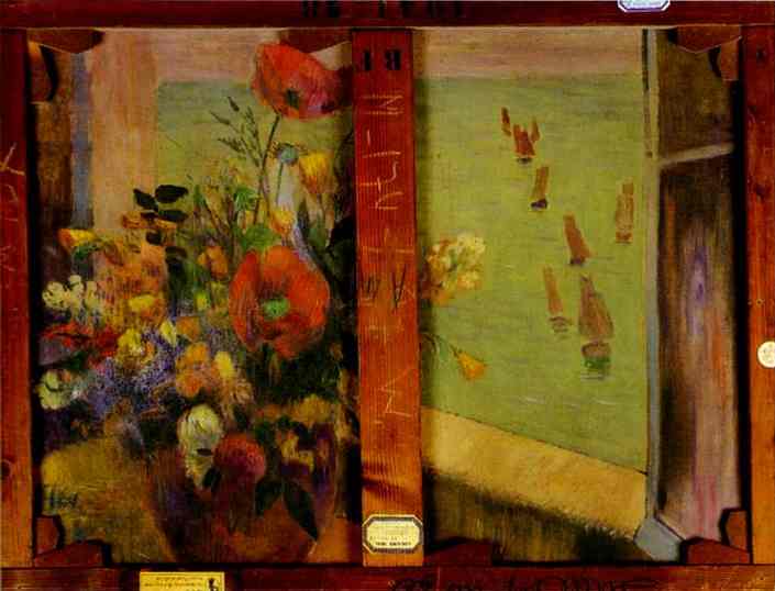 Ramo De Flores Con Una Ventana Abierta Al Mar (Reverso De La Fabricación De Heno En Bretaña) - 1888