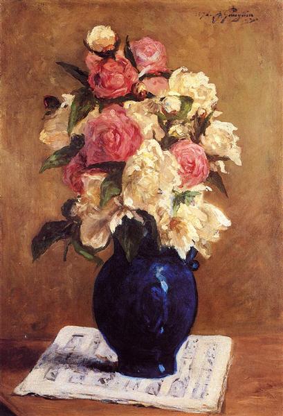 Peonia Bouquet sur la partition musicale - 1876