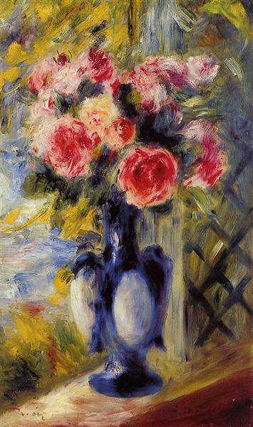 Bouquet of Roses in a Blue Vase - 1892