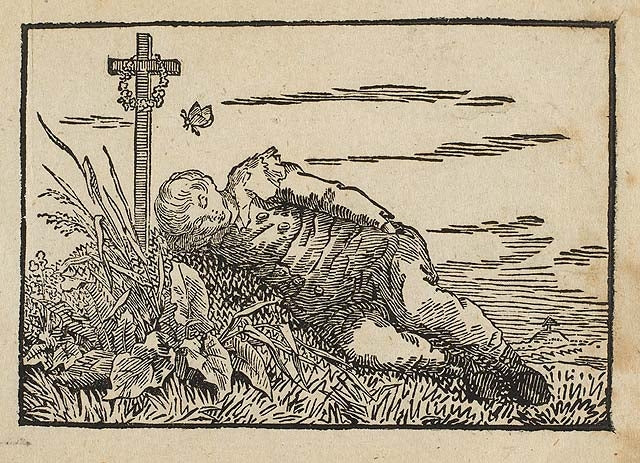 Child sleeping on a grave - 1803