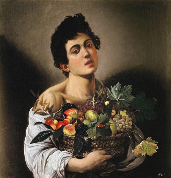 Menino com uma cesta de frutas - 1593