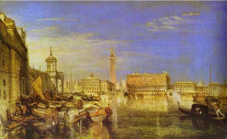 Sighs Bridge - Ducal and Customs Palace - Venezia Caretti Painting - 1833