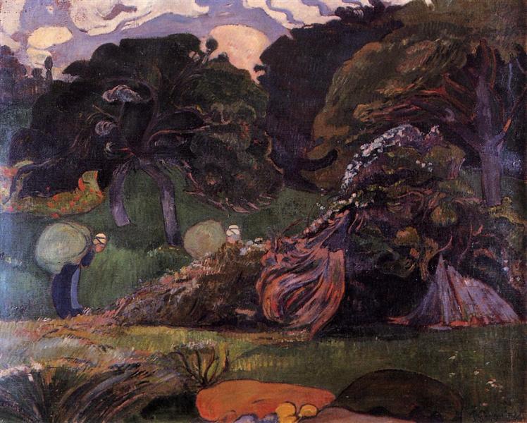 Breton landscape with women loading bags - 1889