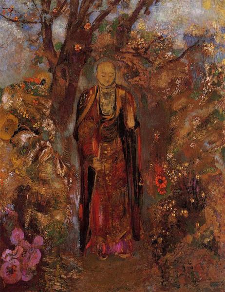 Bouddha marche parmi les fleurs - 1905