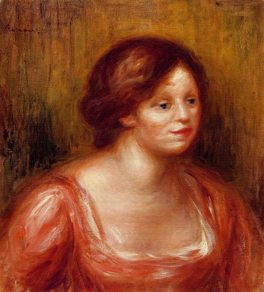 Bust of a woman in a red blouse - 1905