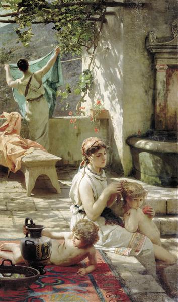 Ao lado de uma piscina - 1895