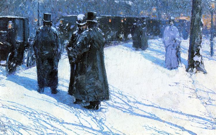 Ponto de táxi à noite - Madison Square - Nova York - 1891