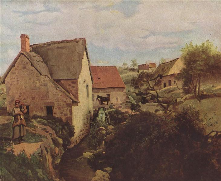 Cabins with mill to the riverbank - 1831