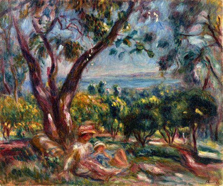 Paysage de Cagnes avec les femmes et l'enfant - 1910