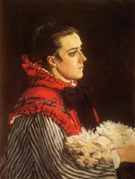 Camille med en liten hund - 1866