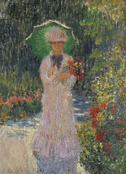 Camille with a green parasol - 1876