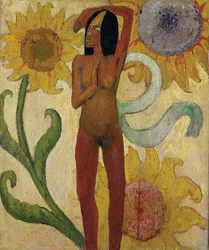 Caribbean woman - or female nude with sunflowers - 1889