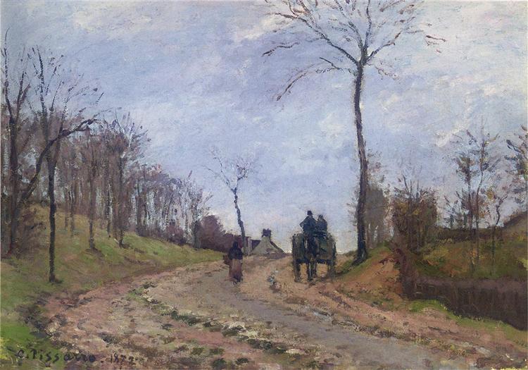 Carro Por Un Camino Rural - Invierno - Afueras De Louveciennes - 1872