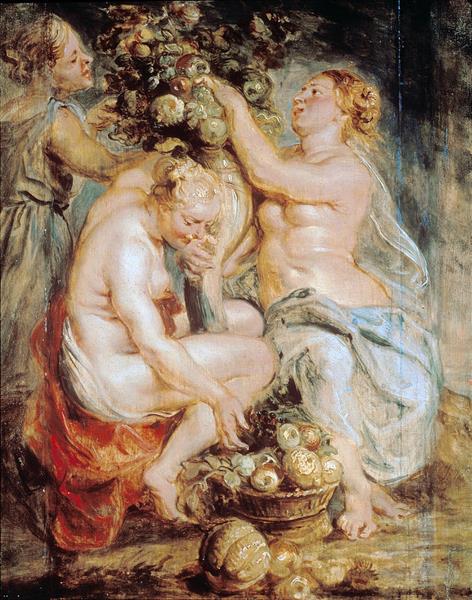 Ceres and two nymphs with a cornucopia