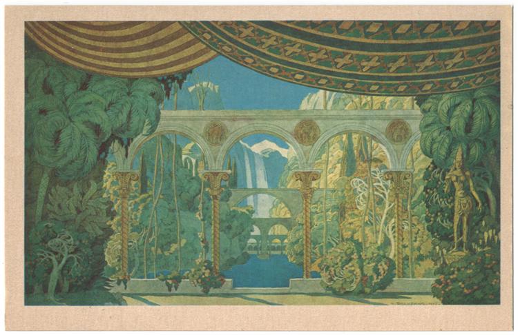 The gardens of Chernomor. Step Sketches for Ruslan and Ludmilla of Mikhail Glinka - 1913