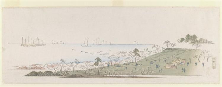 Cherry Blossom Time - People Picnicking in Gotenyama - 1843