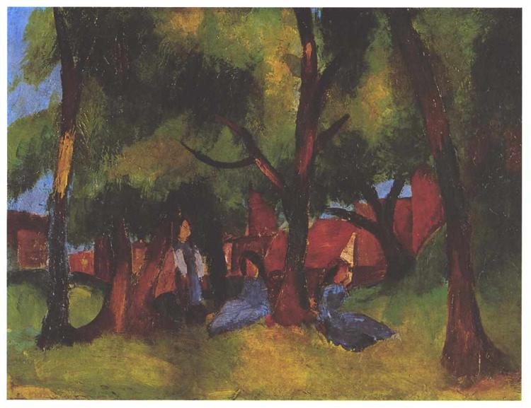 Bambini e alberi soleggiati - 1913