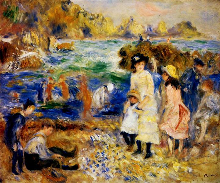 Enfants au bord de la mer à Guensey - 1883