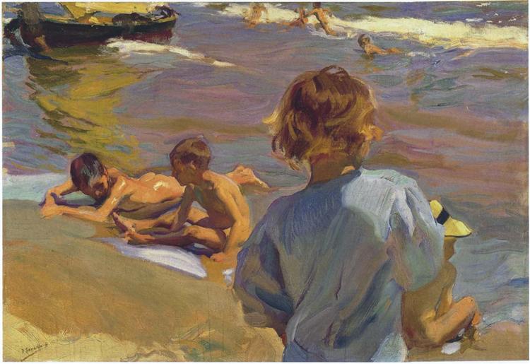 Kinder am Strand - Valencia - 1916