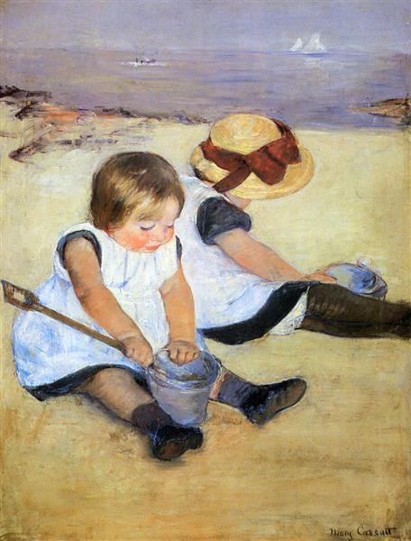 Children playing on the beach - 1884