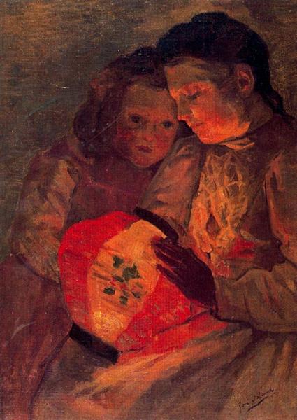 Kinder mit der Lampe - 1902