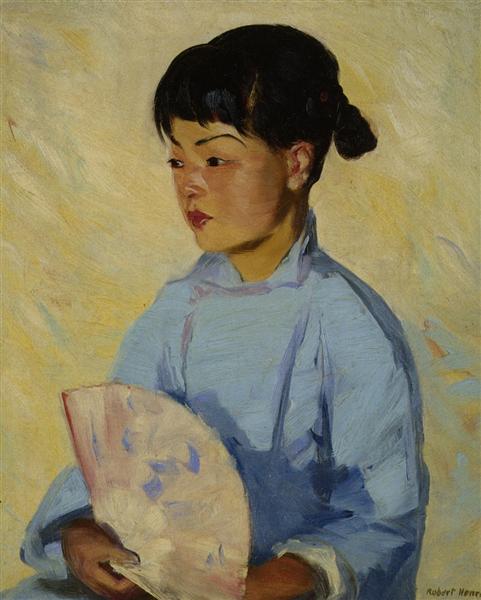 Menina chinesa com fã - 1914