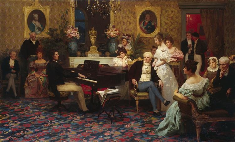 Chopin playing the piano in Prince Radziwill Hall - 1887