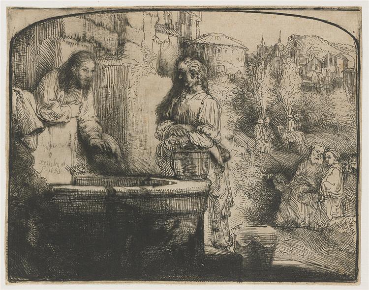 Christ and the Woman of Samaria An Arched Print - 1658