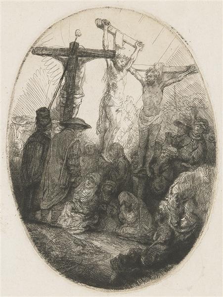 Cristo Crucificado Entre Los Dos Ladrones Una Placa Ovalada - 1641