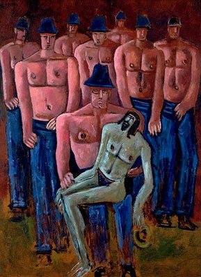 Christ sustained by half -naked men - 1940