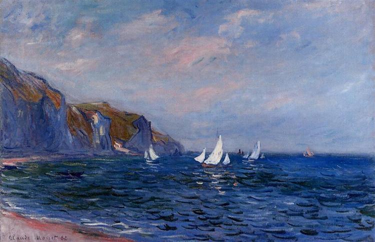 Scogliere e barche a vela a Pourville - 1882