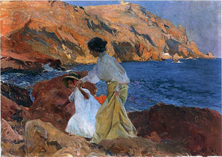 Clotilde e Elena nas rochas de Jávea - 1905