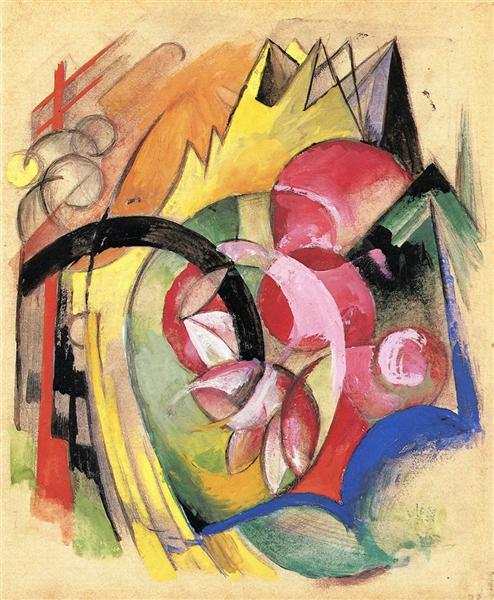 Colored flowers (abstract shapes) - 1914