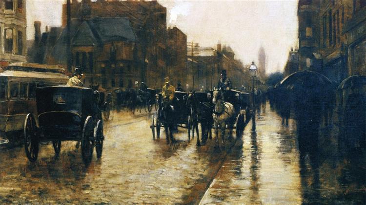 Regenloze dag van Columbus Avenue - 1885