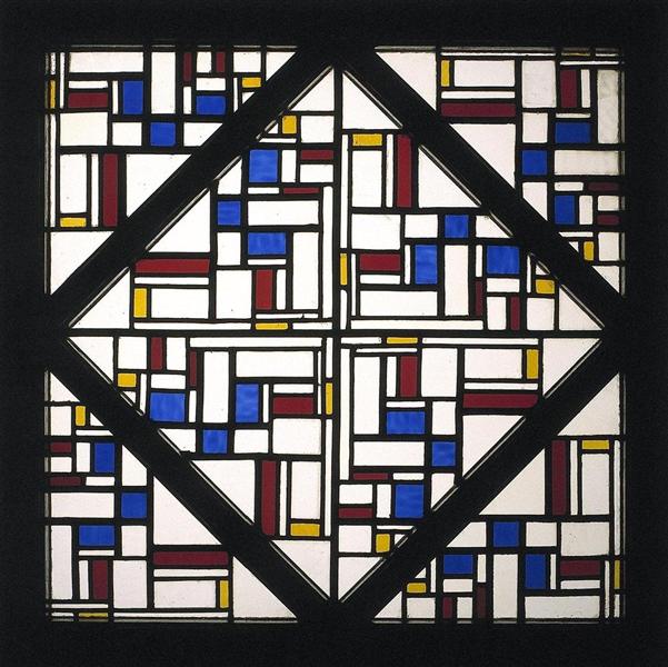 Composition avec fenêtre avec verre coloré III - 1917