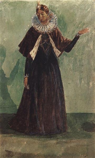 Diseño De Vestuario De Marina Mnishek Para La Tragedia De Boris Godunov De Pushkin - 1923