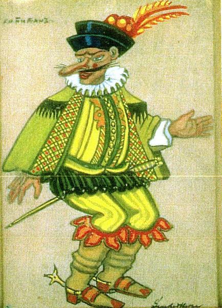 Costume designs for "Petrushka" of Stravinsky in Metropolitan Opera - Captain - 1925