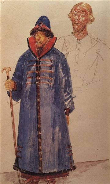 Costume and makeup for the tragedy of Boris Godunov by Pushkin - 1923