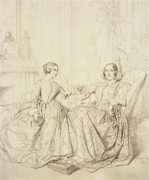 The Countess Charles D'Agoult and His Daughter Claire D'Agoult - 1849