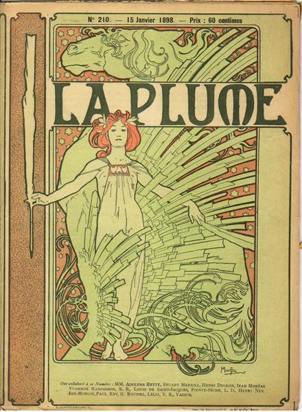 Portada Compuesta Por Mucha Para La Revista Literaria Y Artística Francesa La Plume - 1898